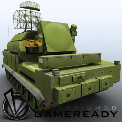 3D Model of Game-ready model of modern Russian/Chinese SAM TOR-M1 (SA-15 Gauntlet) with two RGB textures (2048x2048 and 1024x512) and one RGBA (512x512) texture for radar. - 3D Render 3